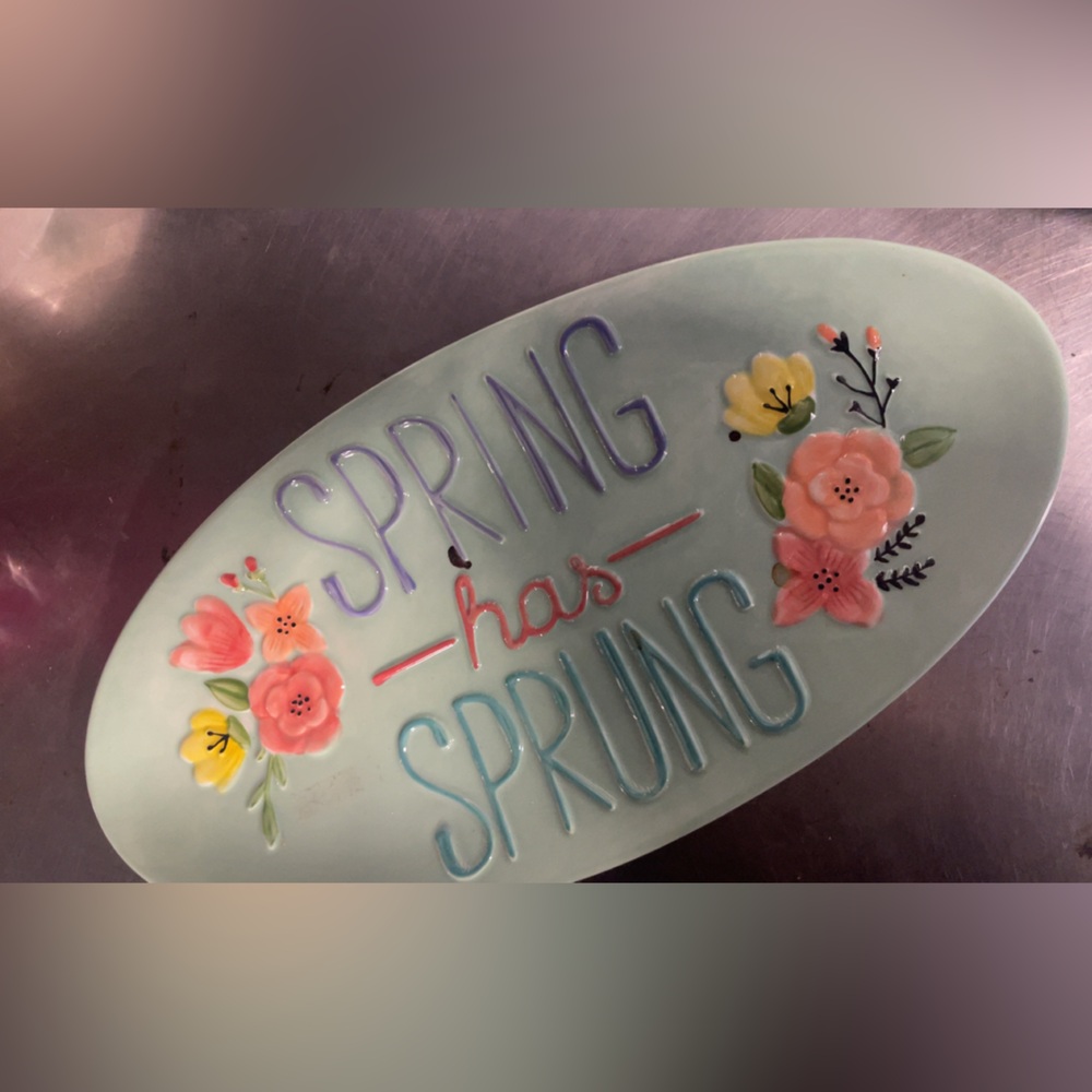 Floral 'Spring Has Sprung' Decorative Easter cute Plate